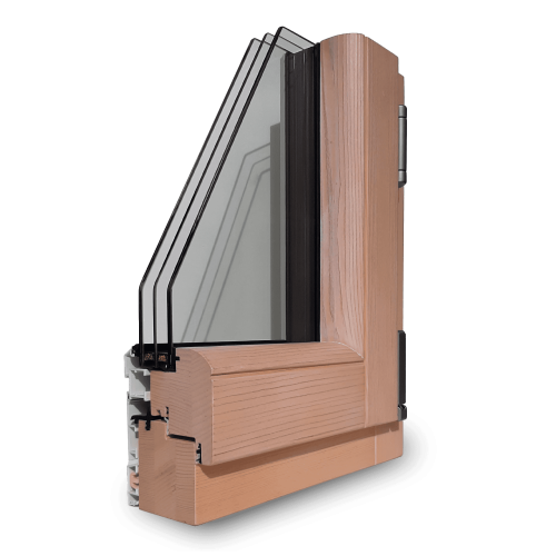 Sistema legno-alluminio complanare profilo arrotondato Sistema legno-alluminio complanare profilo arrotondato